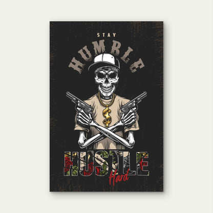 Skeleton Gangster Guns 60x90cm Metal Print Ready to Hang