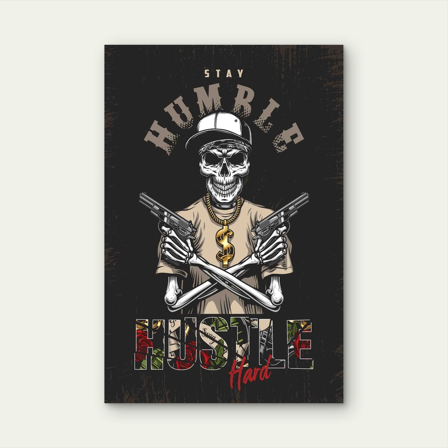 Skeleton Gangster Guns Metal Print Ready to Hang