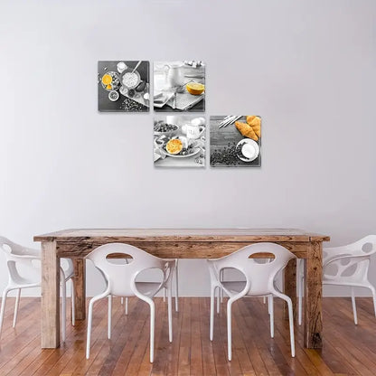 4pcs Black And White Coffee  Wall Art Canvas Framed