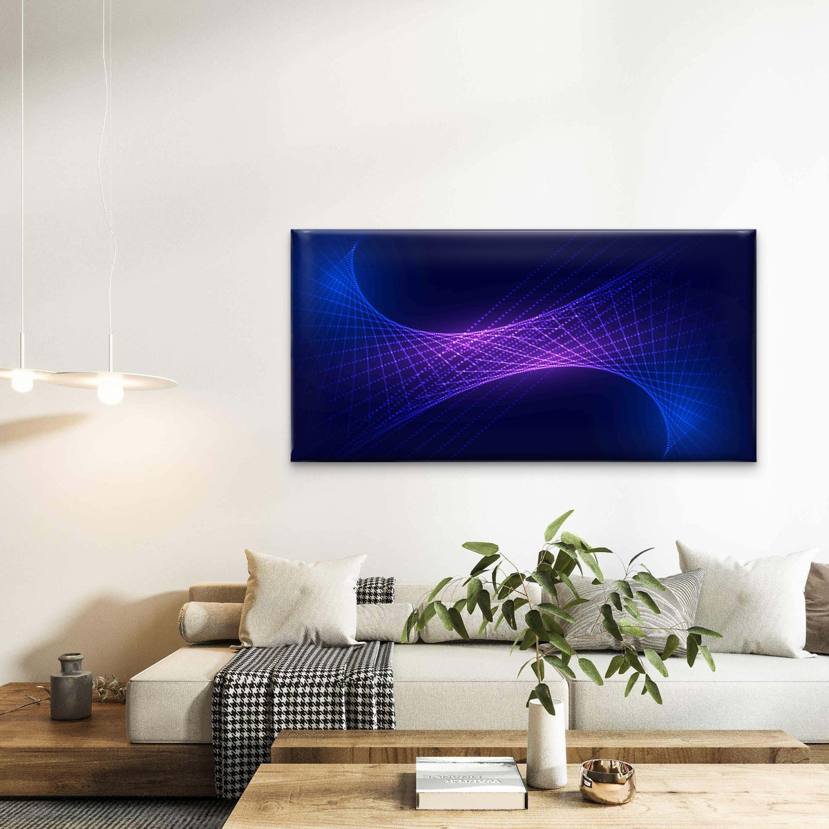 Digital Wave Connectivity Wall Art Canvas Office Home Room Framed 120x60cm