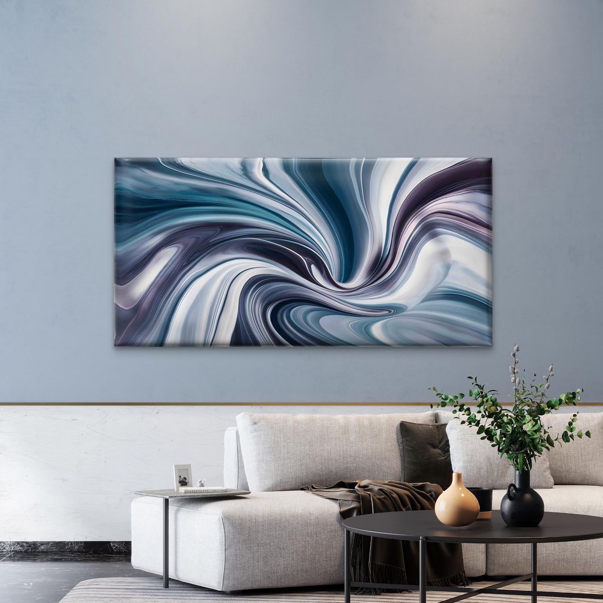 Blue White Abstract Background Wall Art Canvas Office Home Room Framed 120x60cm