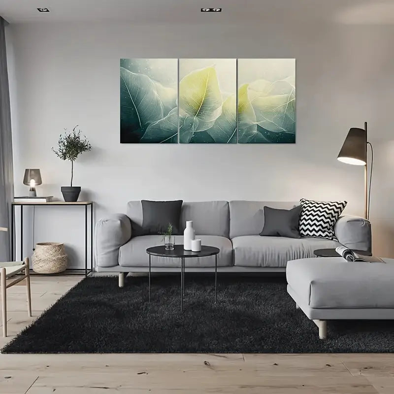 3pcs Abstract Leaf Art Triptych Metal Print Ready to Hang Art