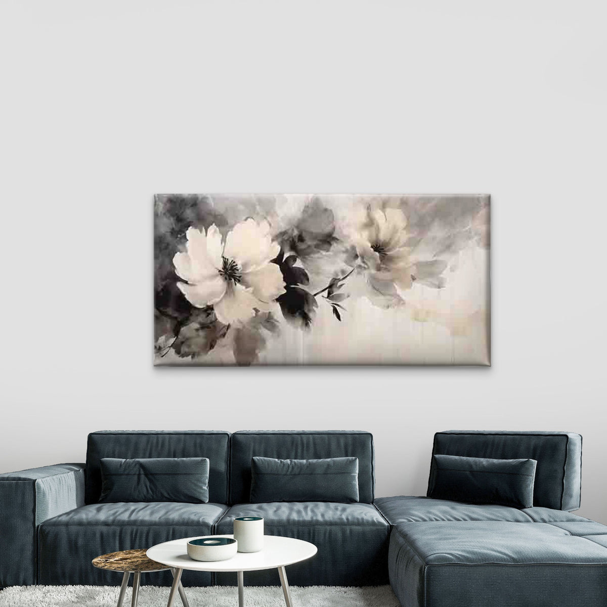 Abstract Watercolor Flowers Wall Art Canvas Office Home Room Framed 120x60cm