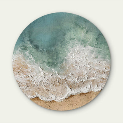 Neutral Colored Waves Sandy Beach Acrylic Glass Rounded Print Tempered Glass Wall Art 100% Made in Australia Ready to Hang