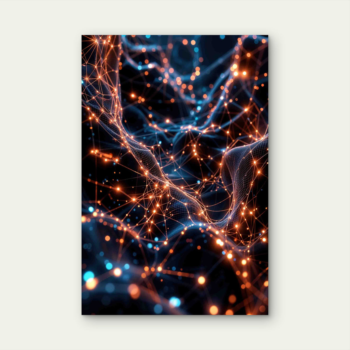 Glowing Neural Network Connections 40x60cm Metal Print Ready to Hang