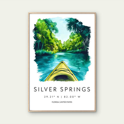 Paddling The Clear Waters Of Florida Travel Poster Print Wall Art