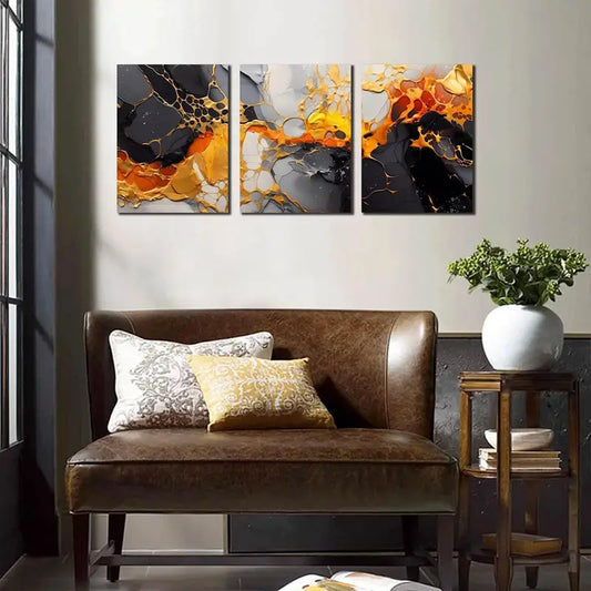3pcs Abstract Pictures Metal Print Ready to Hang Art