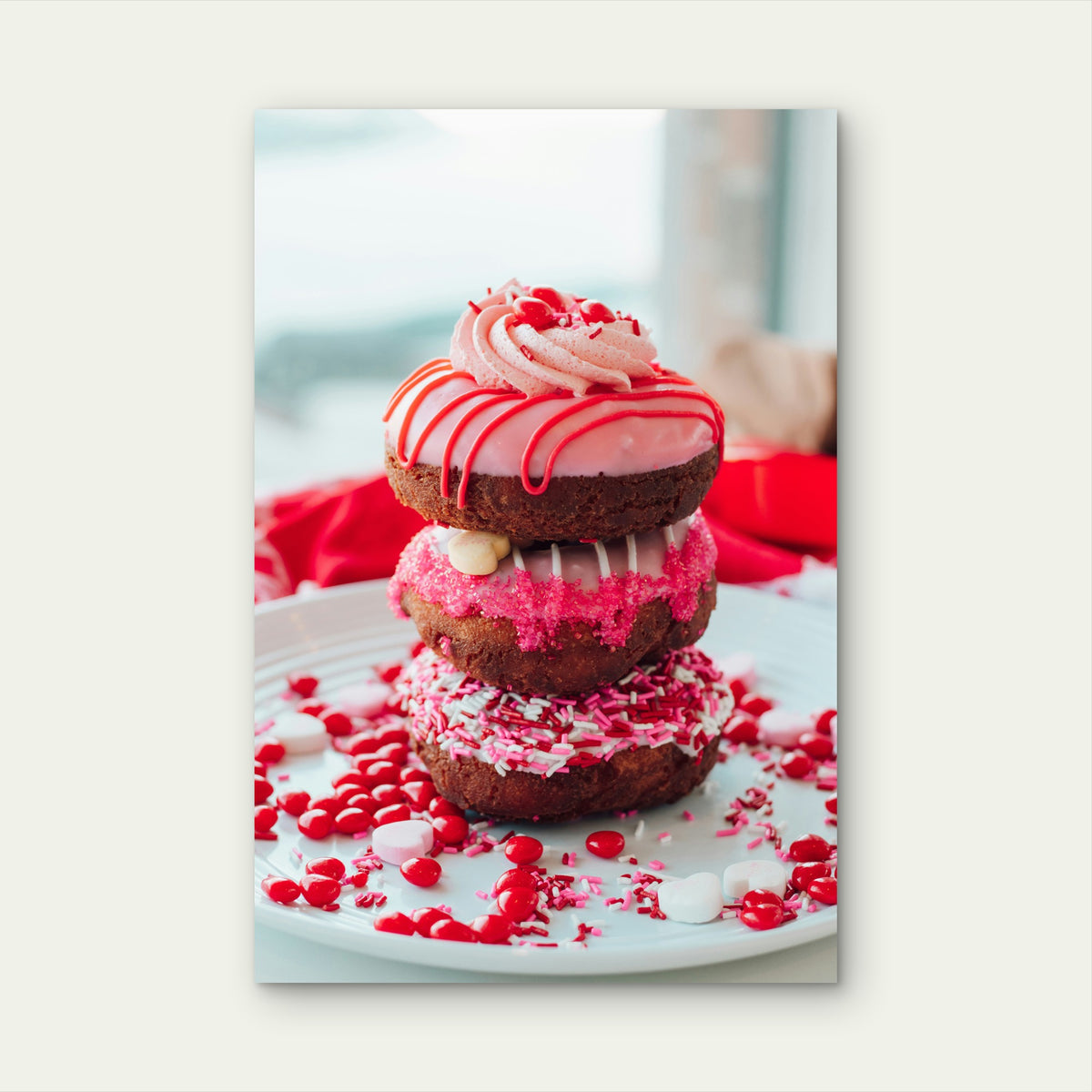 Stack Of Three Donuts Decorated 40x60cm Metal Print Ready to Hang