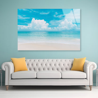 Beautiful Tropical Beach with Blue Sky Acrylic Glass Print Tempered Glass Wall Art 100% Made in Australia Ready to Hang