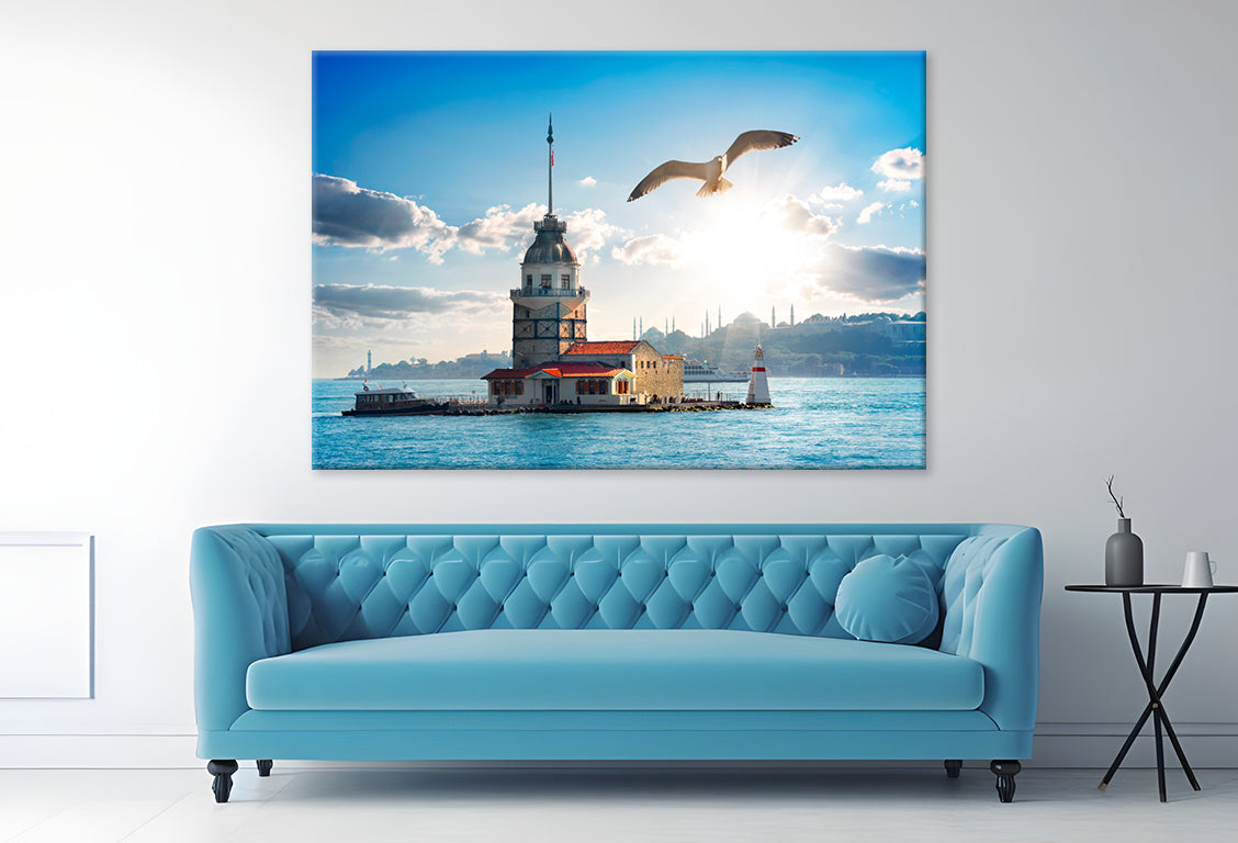 Seagull Flying Near Maiden Tower  Wall Art Decor 100% Australian Made