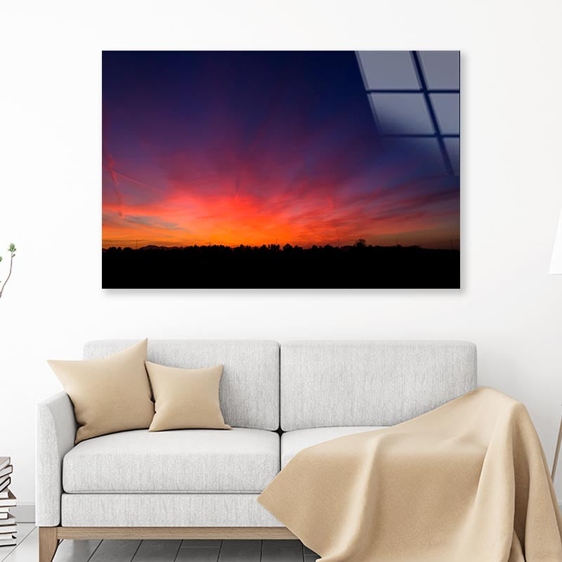 Beautiful Landscape of Dusk in The Countryside Acrylic Glass Print Tempered Glass Wall Art 100% Made in Australia Ready to Hang