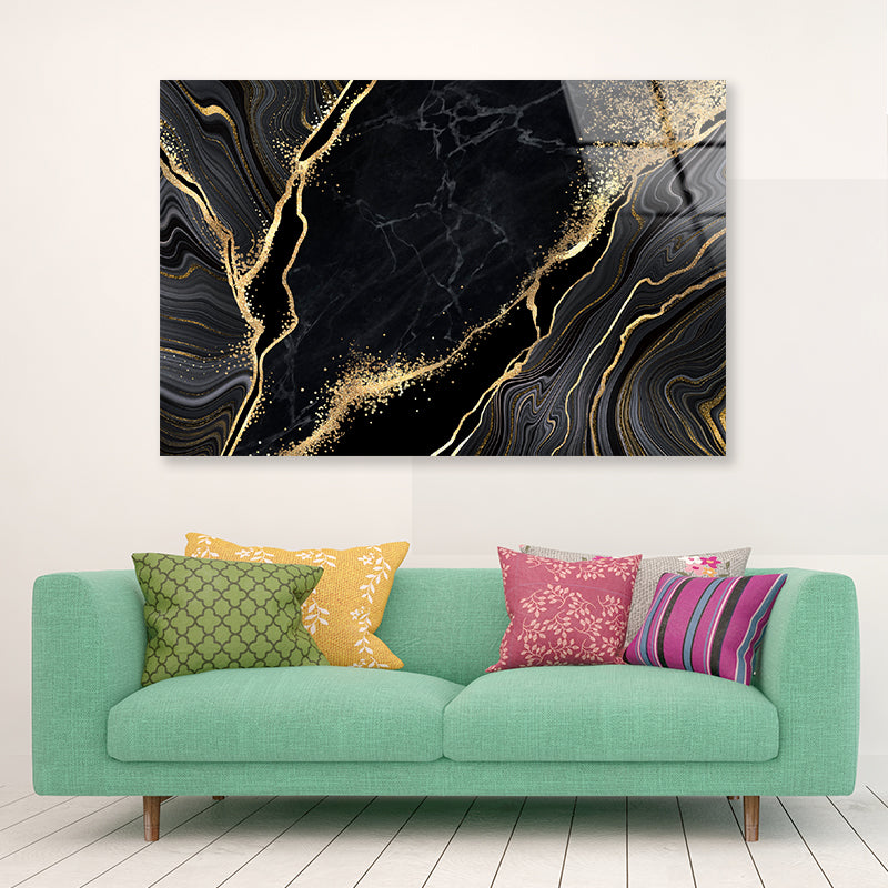 Luxury Black and Gold Wall Art Acrylic Glass Print Tempered Glass Wall Art 100% Made in Australia Ready to Hang