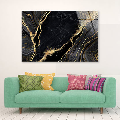 Luxury Black and Gold Wall Art Acrylic Glass Print Tempered Glass Wall Art 100% Made in Australia Ready to Hang