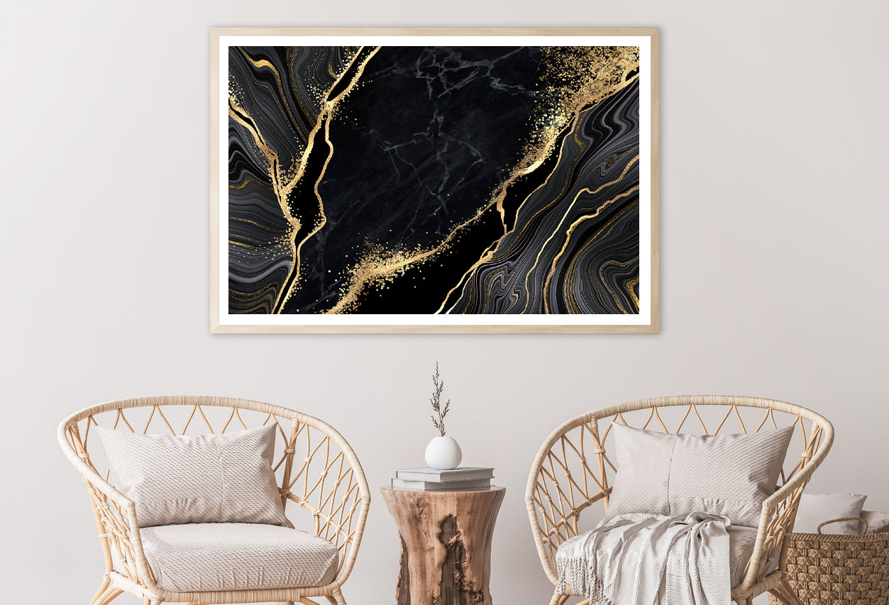 Luxury Black and Gold Wall Art Home Decor Premium Quality Poster Print Choose Your Sizes