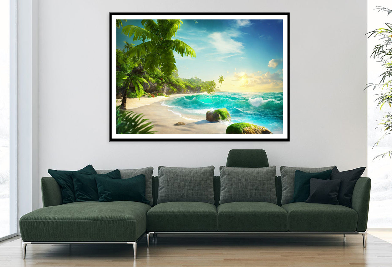 Tropical Island with Palm Trees View Home Decor Premium Quality Poster Print Choose Your Sizes