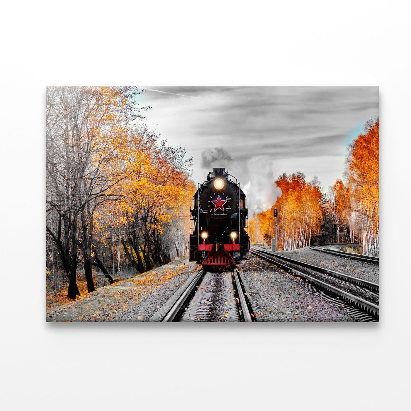 Scenic Autumn Steam Train Acrylic Glass Print Tempered Glass Wall Art 100% Made in Australia Ready to Hang