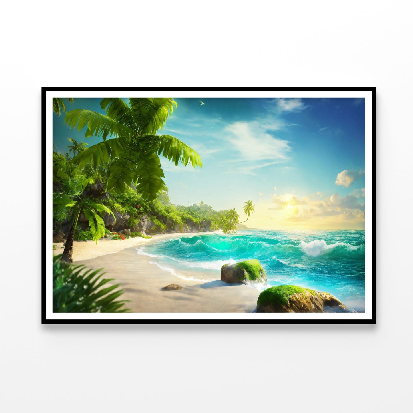 Tropical Island with Palm Trees View Home Decor Premium Quality Poster Print Choose Your Sizes