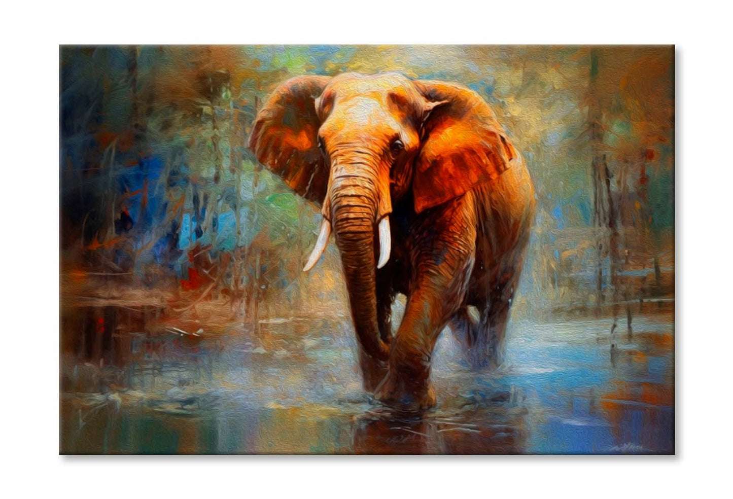 Walking Elephant Oil Painting Wall Art Limited Edition High Quality Print