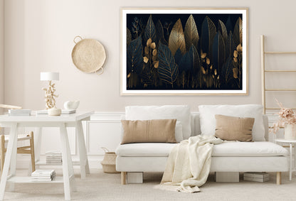 Elegant Black and Gold Leaf Pattern Home Decor Premium Quality Poster Print Choose Your Sizes