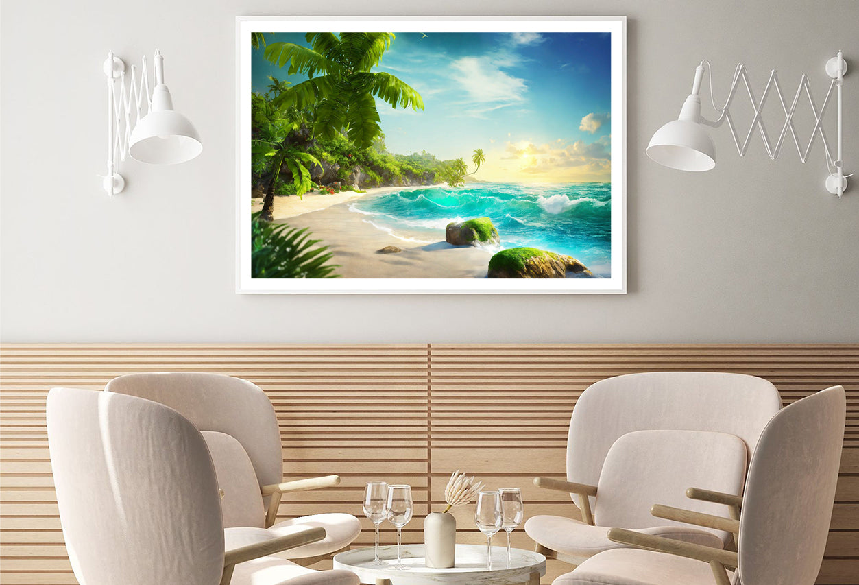 Tropical Island with Palm Trees View Home Decor Premium Quality Poster Print Choose Your Sizes