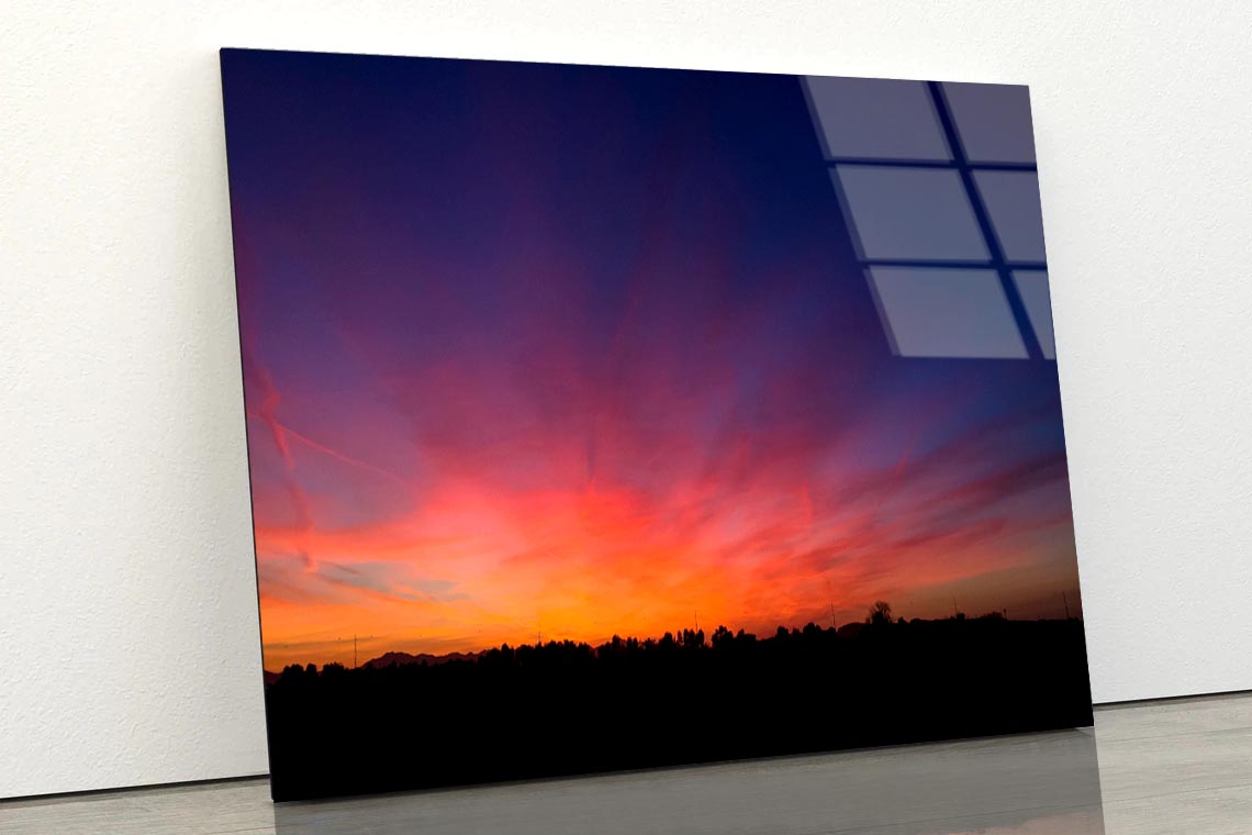 Beautiful Landscape of Dusk in The Countryside Acrylic Glass Print Tempered Glass Wall Art 100% Made in Australia Ready to Hang