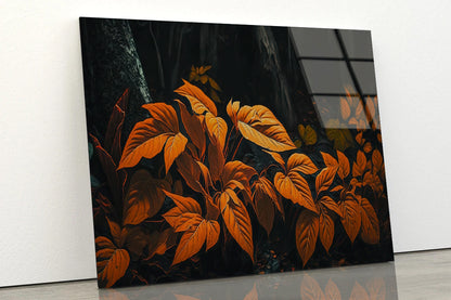 Orange Leaves Of Woodland Plants Acrylic Glass Print Tempered Glass Wall Art 100% Made in Australia Ready to Hang