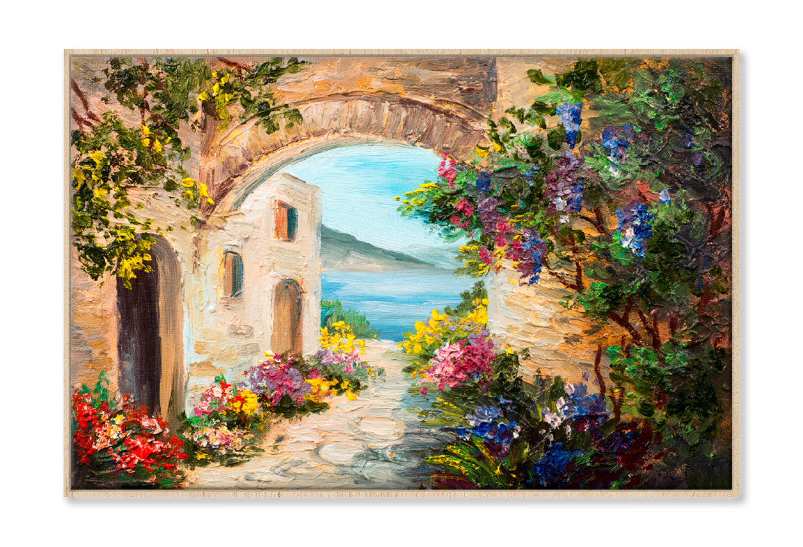 House Near The Sea Painting Limited Edition High Quality Print Canvas Box Framed Natural