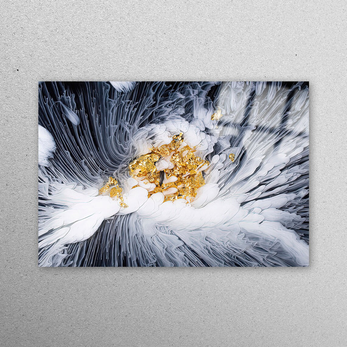 Gold And White Flower Acrylic Glass Print Tempered Glass Wall Art 100% Made in Australia Ready to Hang