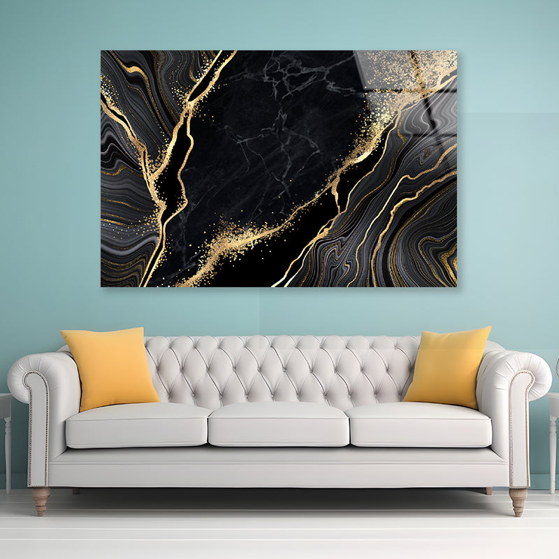 Luxury Black and Gold Wall Art Acrylic Glass Print Tempered Glass Wall Art 100% Made in Australia Ready to Hang