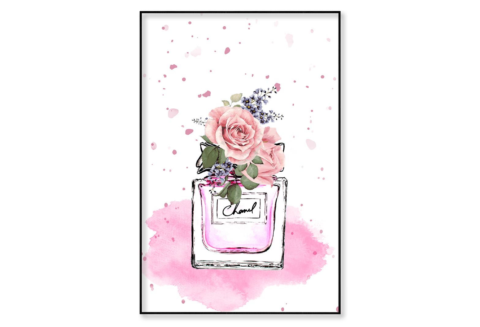 Pink Colored Flower Perfume Wall Art Limited Edition High Quality Print Canvas Box Framed Black