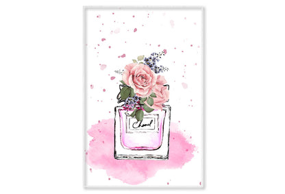 Pink Colored Flower Perfume Wall Art Limited Edition High Quality Print Canvas Box Framed White