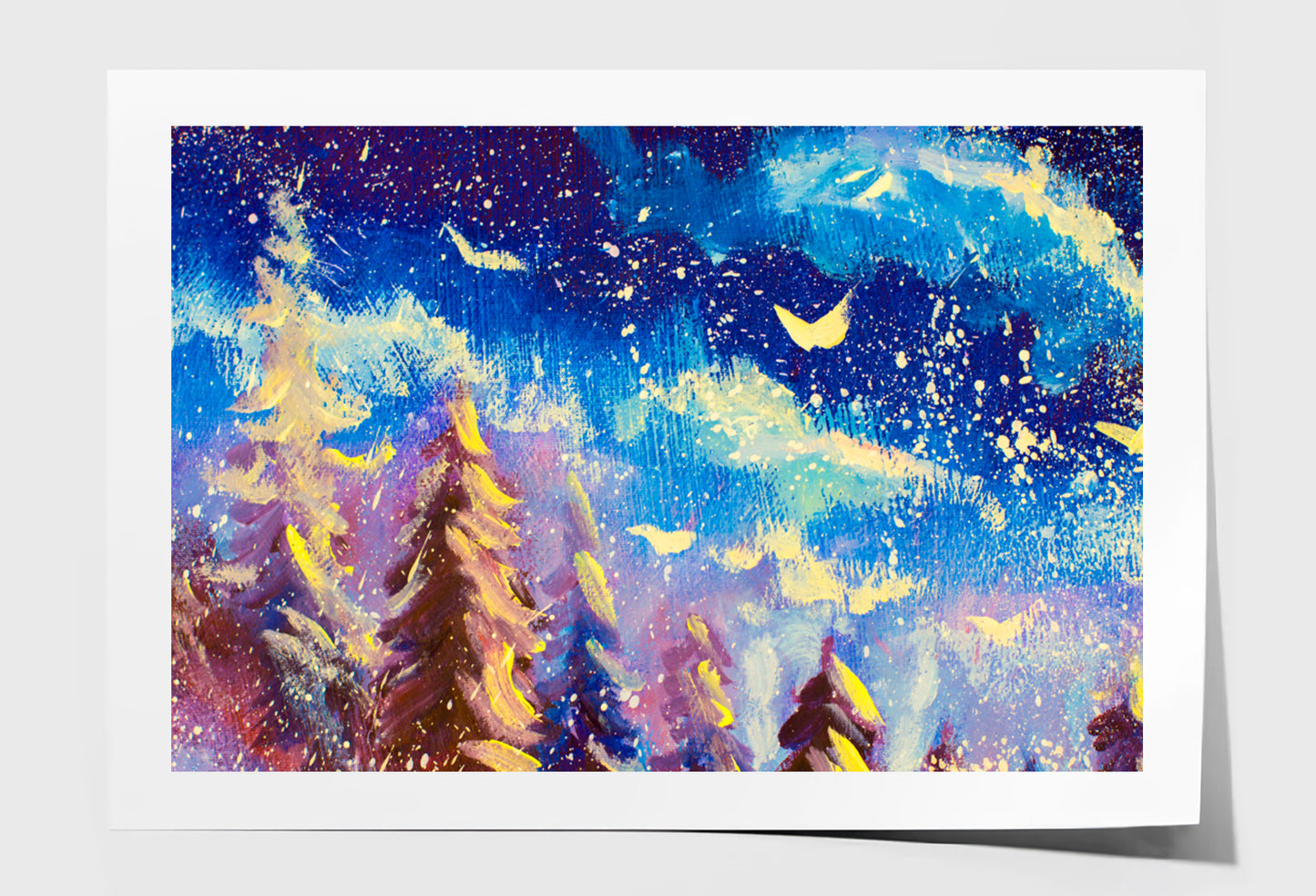 Christmas Big Snowy Fir Trees Oil Painting Wall Art Limited Edition High Quality Print Unframed Roll Canvas None