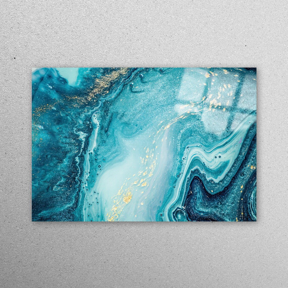 Blue Tones Marble Acrylic Glass Print Tempered Glass Wall Art 100% Made in Australia Ready to Hang