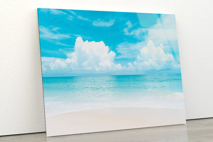 Beautiful Tropical Beach with Blue Sky Acrylic Glass Print Tempered Glass Wall Art 100% Made in Australia Ready to Hang