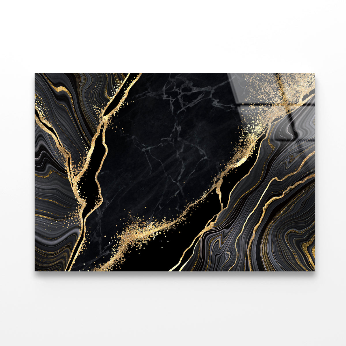 Luxury Black and Gold Wall Art Acrylic Glass Print Tempered Glass Wall Art 100% Made in Australia Ready to Hang