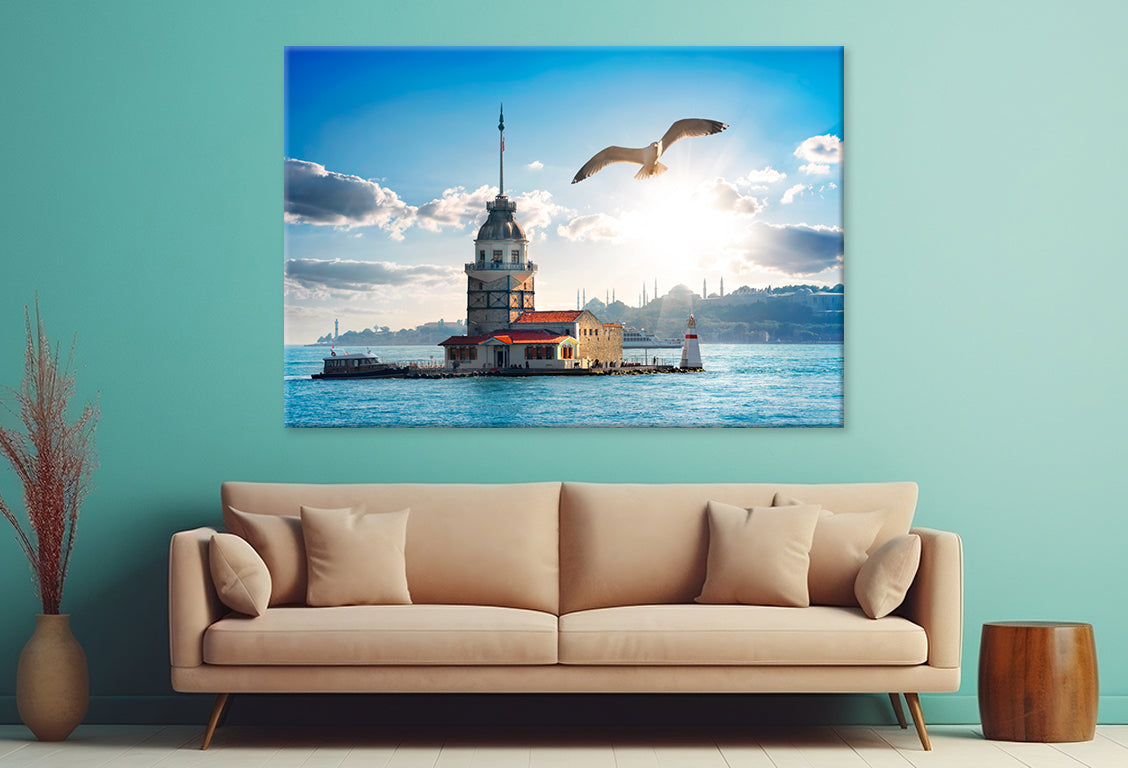 Seagull Flying Near Maiden Tower  Wall Art Decor 100% Australian Made