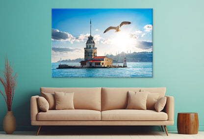 Seagull Flying Near Maiden Tower  Wall Art Decor 100% Australian Made