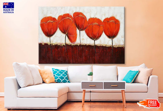 Red Gold Flower Texture Oil Painting Wall Art Limited Edition High Quality Print