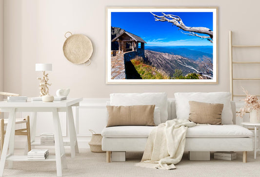 Hut On Top Of Mountain Blue Sky Home Decor Premium Quality Poster Print Choose Your Sizes