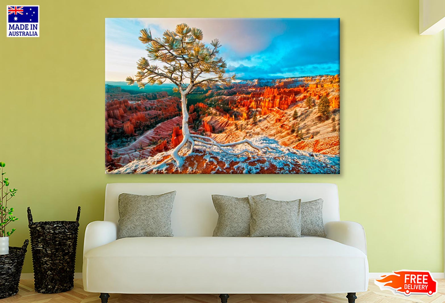 Snow Storm in Bryce & Blue Sky View Wall Art Decor 100% Australian Made