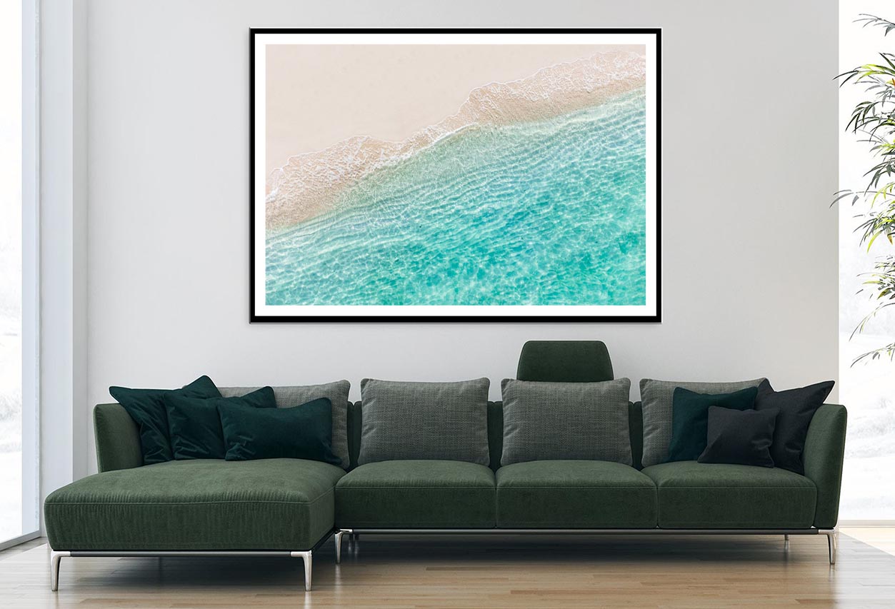 White Sand Beach with Wave Home Decor Premium Quality Poster Print Choose Your Sizes