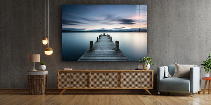 Wooden Pier & Lake UV Direct Aluminum Print Australian Made Quality