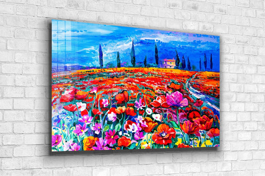 Flower Field Painting UV Direct Aluminum Print Australian Made Quality