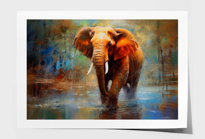 Walking Elephant Oil Painting Wall Art Limited Edition High Quality Print