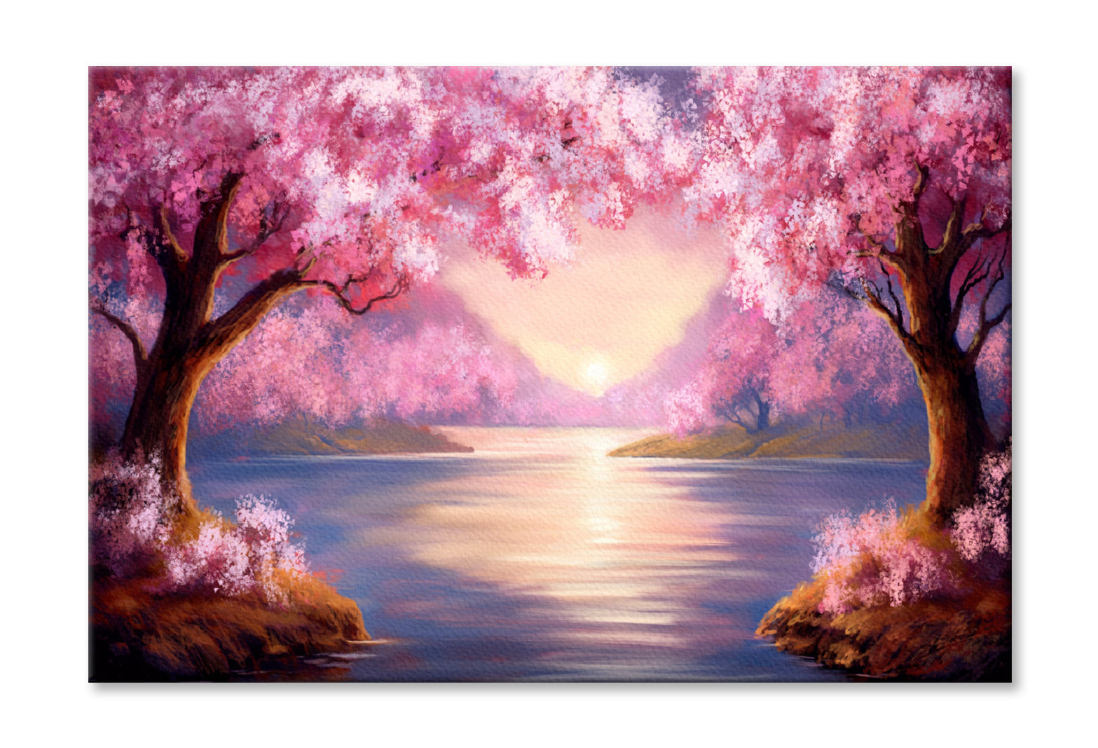 Landscape abstract painting scenery river painting dark cheapest acrylic painting pink painting oversize wall art wall pictures cuadros abstractos