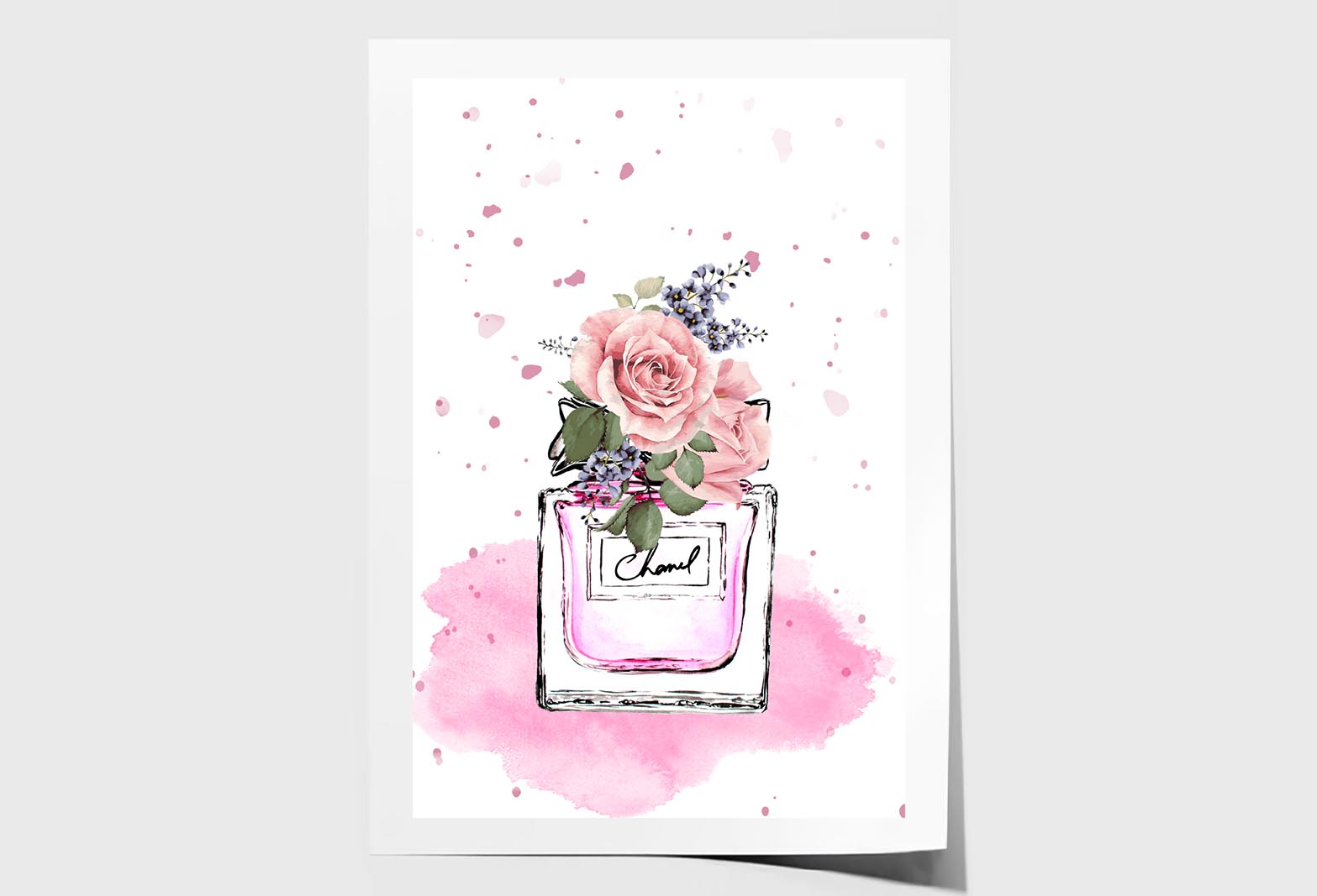 Pink Colored Flower Perfume Wall Art Limited Edition High Quality Print Unframed Roll Canvas None