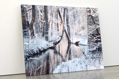 Beautiful Winter Landscape with The River Acrylic Glass Print Tempered Glass Wall Art 100% Made in Australia Ready to Hang