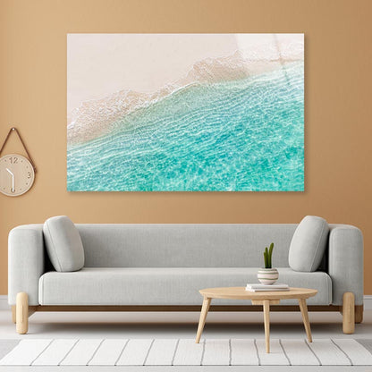 White Sand Beach with Wave  Acrylic Glass Print Tempered Glass Wall Art 100% Made in Australia Ready to Hang