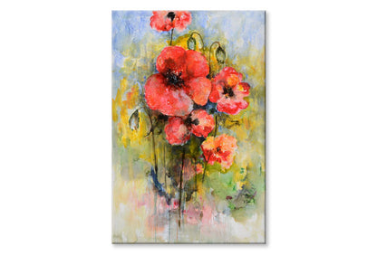 Red, Beautiful, Flower Oil Painting Wall Art Limited Edition High Quality Print