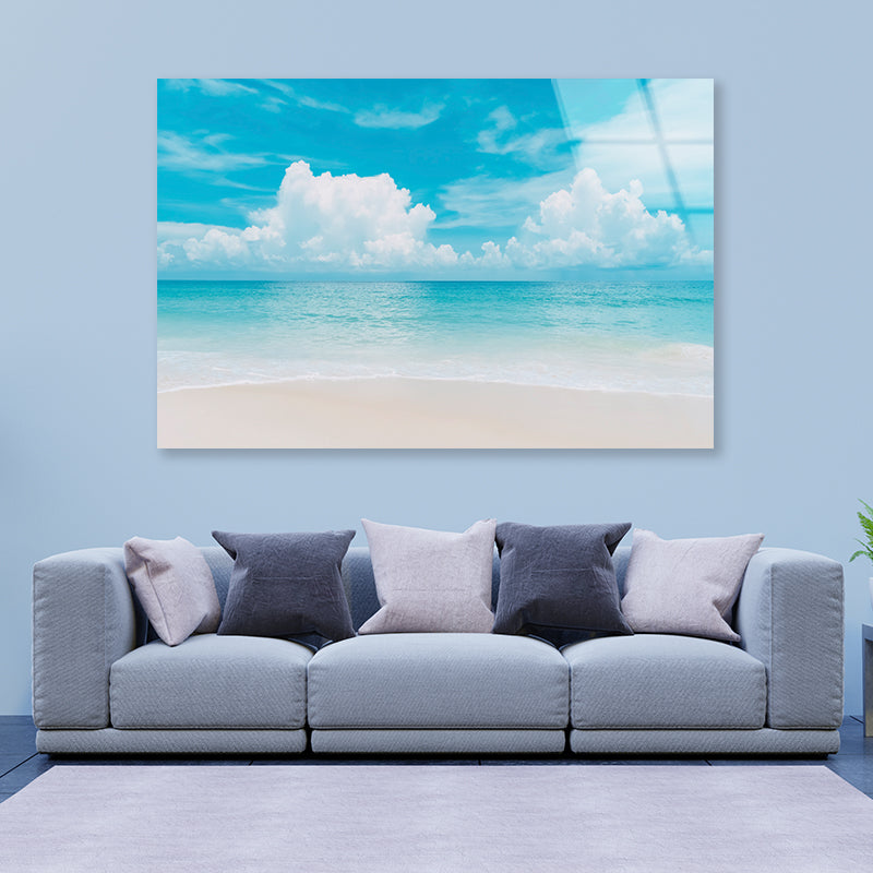 Beautiful Tropical Beach with Blue Sky Acrylic Glass Print Tempered Glass Wall Art 100% Made in Australia Ready to Hang